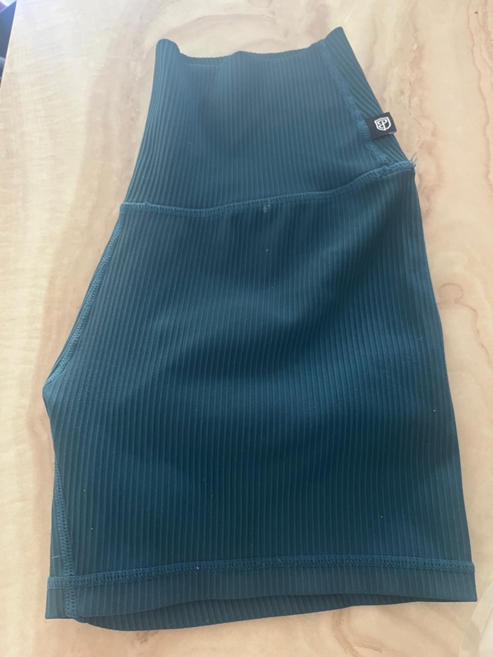 Born Primitive Teal Ribbed High-Rise Bike Shorts